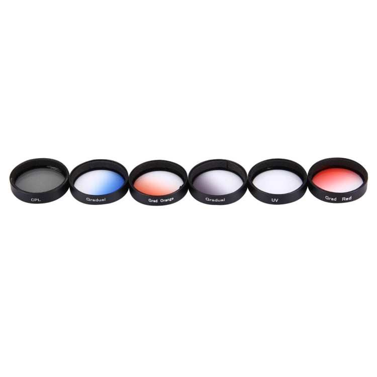 JUNESTAR 6 in 1 Professional 34mm Lens Filter(CPL + UV + Gradual Red + Gradual Orange + Gradual Blue + Gradual Grey) for DJI Phantom 3 & 4 - HoMEdemic™ 