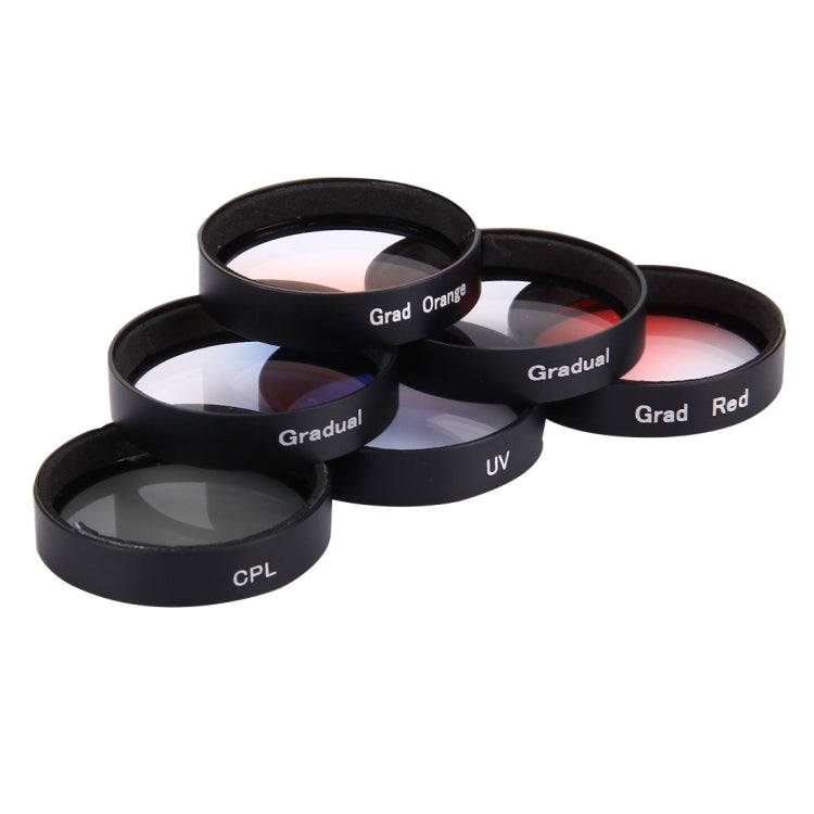 JUNESTAR 6 in 1 Professional 34mm Lens Filter(CPL + UV + Gradual Red + Gradual Orange + Gradual Blue + Gradual Grey) for DJI Phantom 3 & 4 - HoMEdemic™ 