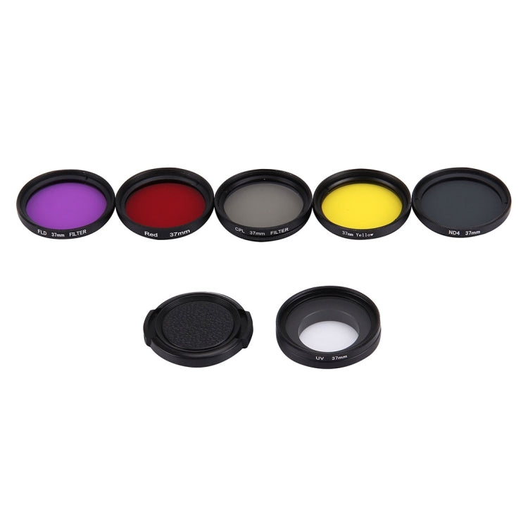 JUNESTAR 7 in 1 Proffesional 37mm Lens Filter(CPL + UV + ND4 + Red + Yellow + FLD / Purple) & Lens Protective Cap for GoPro HERO4 / 3+ / 3 Sport Action Camera - HoMEdemic™ 