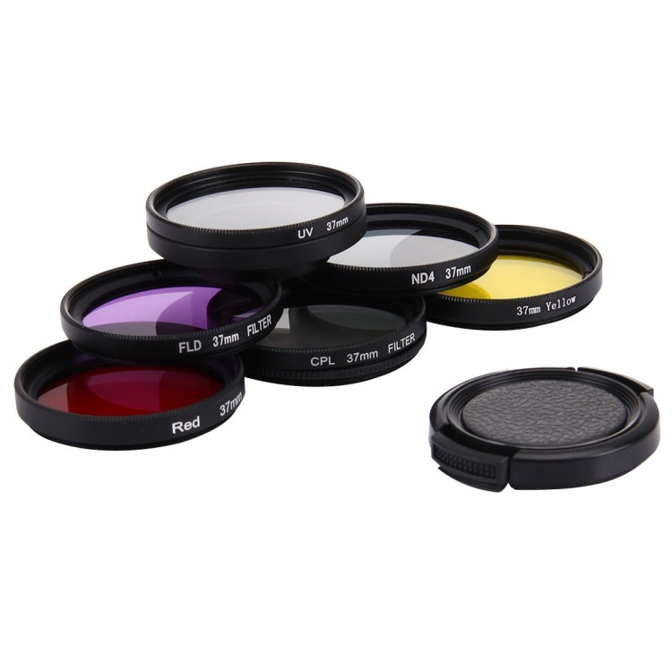 JUNESTAR 7 in 1 Proffesional 37mm Lens Filter(CPL + UV + ND4 + Red + Yellow + FLD / Purple) & Lens Protective Cap for GoPro HERO4 / 3+ / 3 Sport Action Camera - HoMEdemic™ 