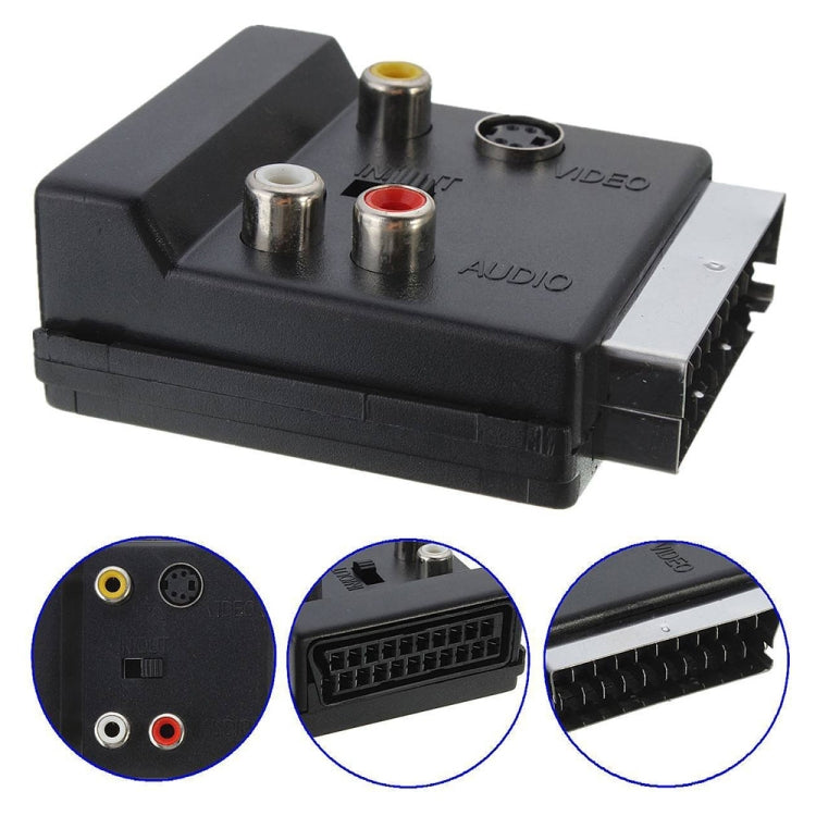 JUNSUNMAY 21 Pin Scart Male to Female S-Video 3 RCA Adapter Switchable in Out Audio Converter - HoMEdemic™ 