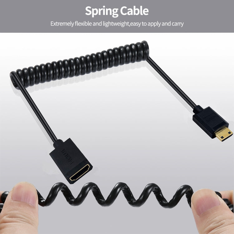 JUNSUNMAY 4K 60Hz Mini HDMI Male to HDMI 2.0V Female Spring Cable, Length:1.8m(Left) - HoMEdemic™ 