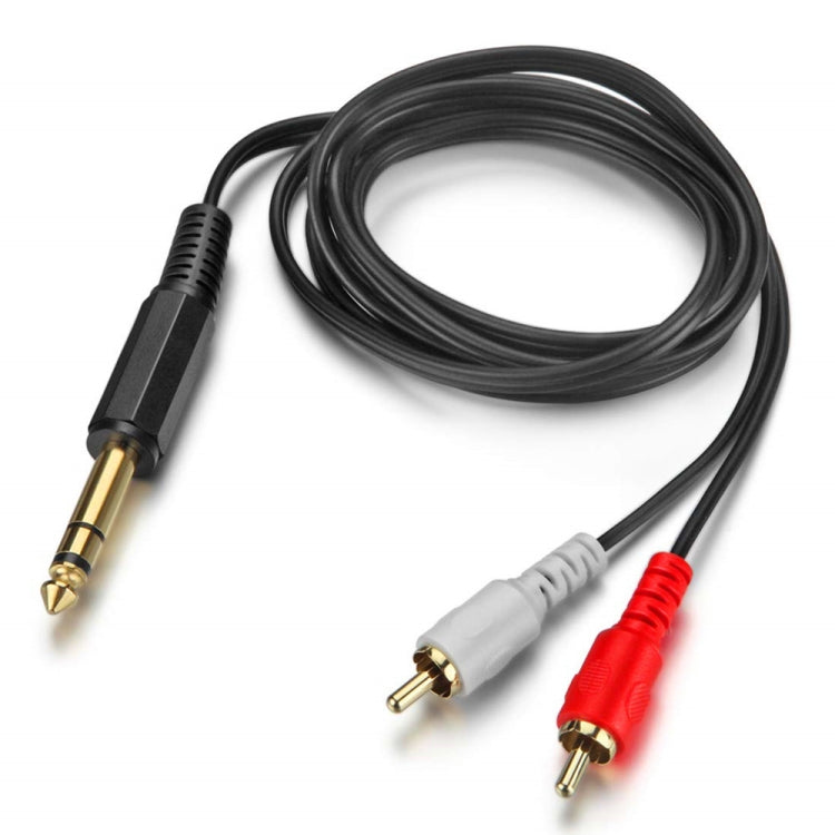JUNSUNMAY 6.35mm Male TRS Stereo Plug to 2 RCA Phono Male Audio Cable Connector, Length:0.2m - HoMEdemic™ 