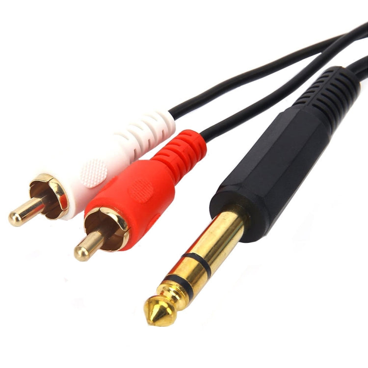 JUNSUNMAY 6.35mm Male TRS Stereo Plug to 2 RCA Phono Male Audio Cable Connector, Length:0.2m - HoMEdemic™ 