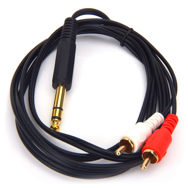 JUNSUNMAY 6.35mm Male TRS Stereo Plug to 2 RCA Phono Male Audio Cable Connector, Length:0.2m - HoMEdemic™ 
