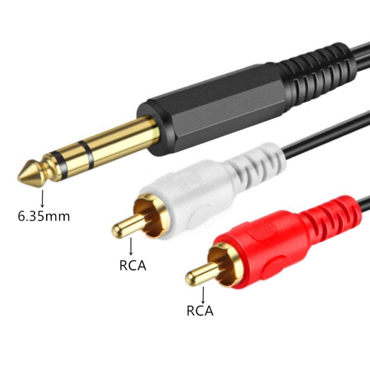 JUNSUNMAY 6.35mm Male TRS Stereo Plug to 2 RCA Phono Male Audio Cable Connector, Length:1.5m - HoMEdemic™ 