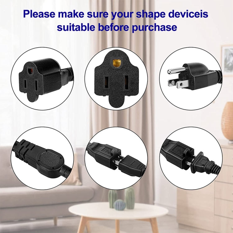 JUNSUNMAY US 1.6FT NEMA 5-15P 1 to 2 Way Outlet NEMA 5-15R SJT 16AWG 3 Prong Power Cable Wire Extender - HoMEdemic™ 