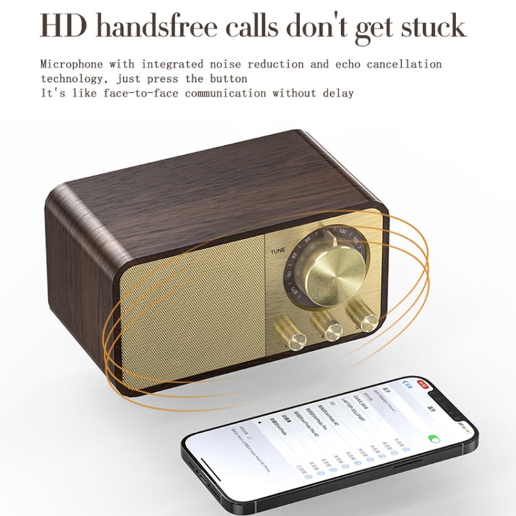 JY-66 Wood Texture Wireless BT5.0 Retro Classic Speaker FM Radio Support TF / U-Disk / AUX - HoMEdemic™ 
