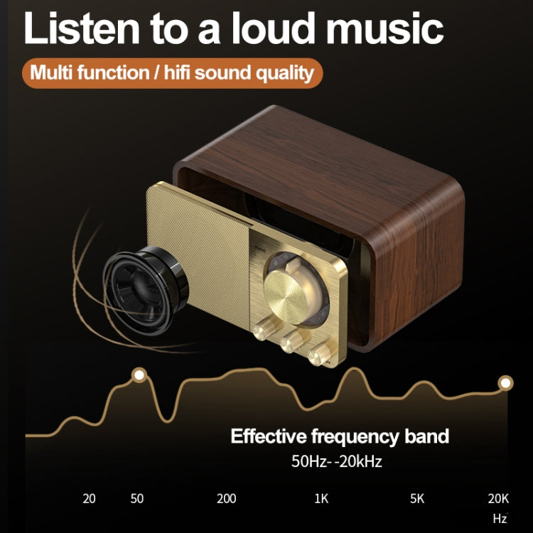 JY-66 Wood Texture Wireless BT5.0 Retro Classic Speaker FM Radio Support TF / U-Disk / AUX - HoMEdemic™ 