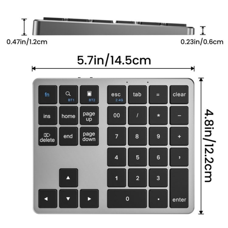 K-35 Computer Laptop Keyboard 35-Keys Tablet Accessories Bluetooth Keypad(Black Gray) - HoMEdemic™ 