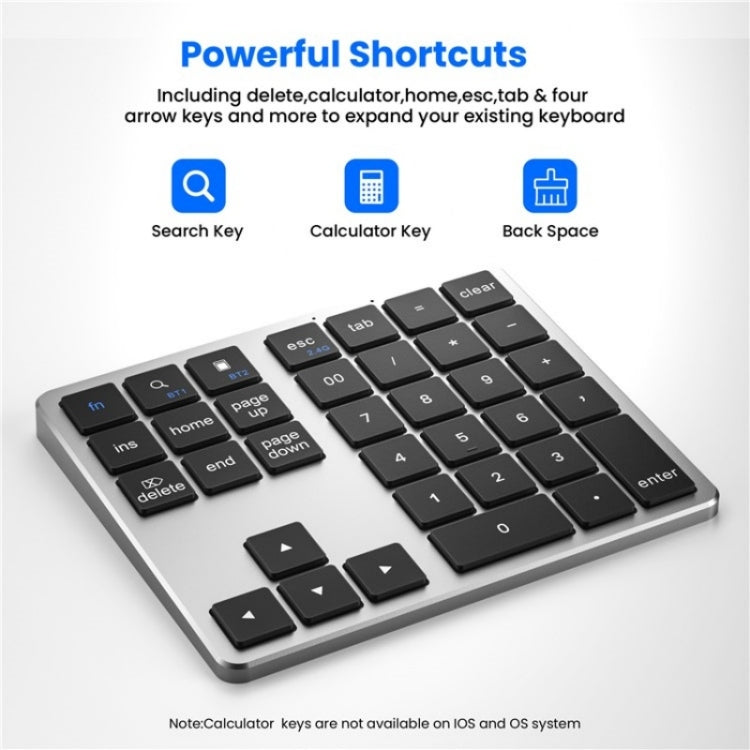 K-35 Computer Laptop Keyboard 35-Keys Tablet Accessories Bluetooth Keypad(Silver) - HoMEdemic™ 