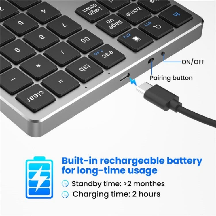K-35 Computer Laptop Keyboard 35-Keys Tablet Accessories Bluetooth Keypad(Silver) - HoMEdemic™ 