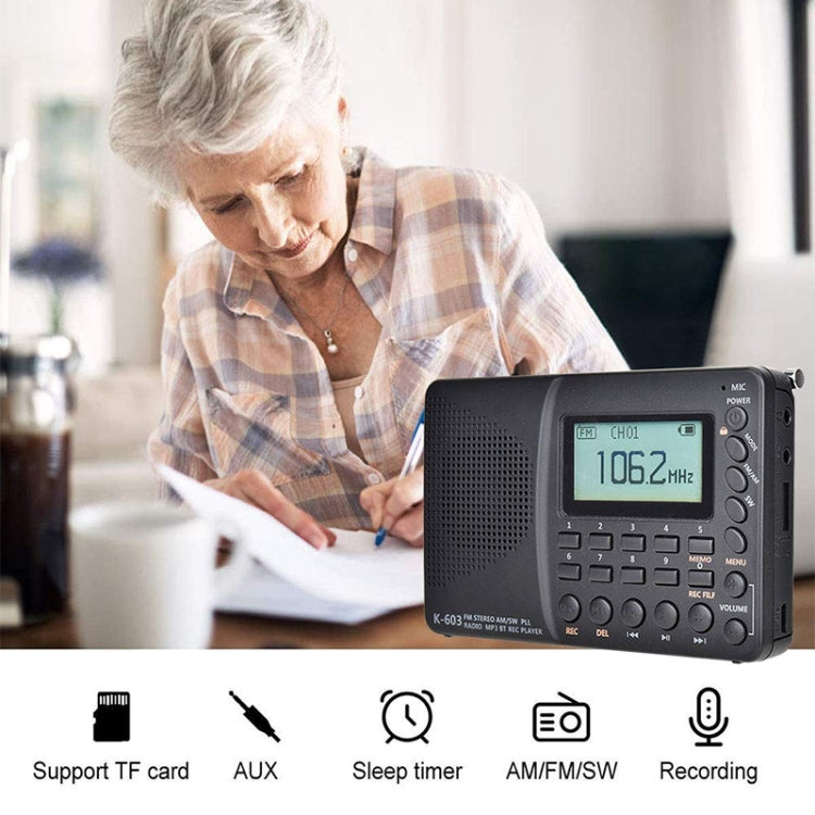 K-603 Portable FM / AM / SW Full Band Stereo Radio, Support BT & TF Card - HoMEdemic™ 