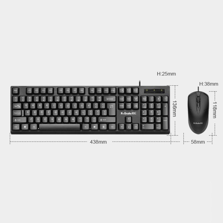 K-Snake KM007 Wired Keyboard And Mouse Set Desktop Computer Keyboard, Style: With Mouse - HoMEdemic™ 