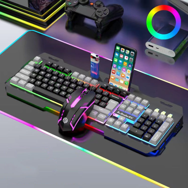 K-Snake Mechanical Feel Keyboard Mouse Kit USB Wired 104 Keycaps Computer Keyboard, Style: Keyboard+Mouse (Black Gray) - HoMEdemic™ 