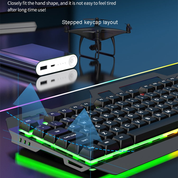 K-Snake Mechanical Feel Keyboard Mouse Kit USB Wired 104 Keycaps Computer Keyboard, Style: Keyboard+Mouse (Black Gray) - HoMEdemic™ 