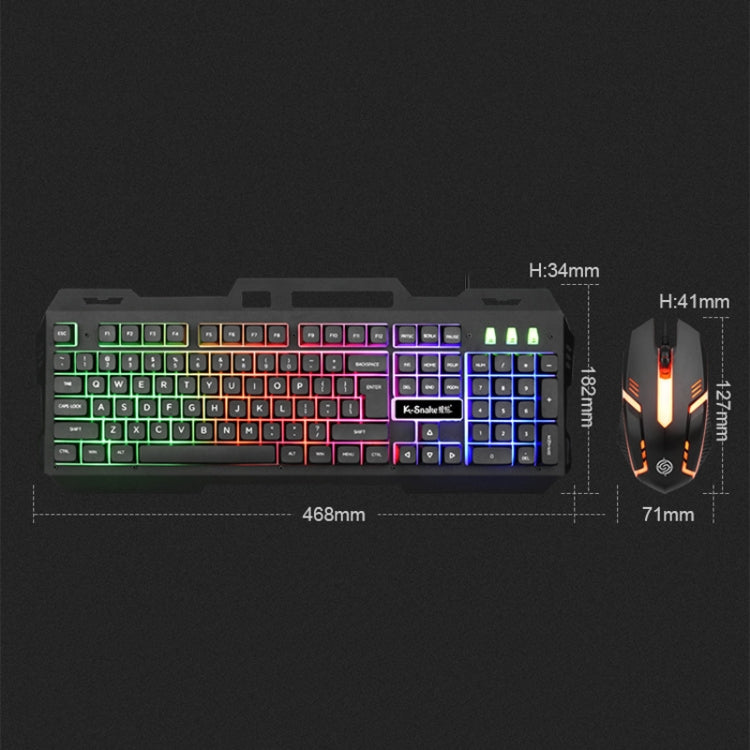 K-Snake Mechanical Feel Keyboard Mouse Kit USB Wired 104 Keycaps Computer Keyboard, Style: Keyboard+Mouse (Black Gray) - HoMEdemic™ 