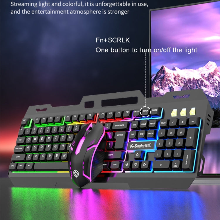 K-Snake Mechanical Feel Keyboard Mouse Kit USB Wired 104 Keycaps Computer Keyboard, Style: Keyboard+Mouse (Black Gray) - HoMEdemic™ 