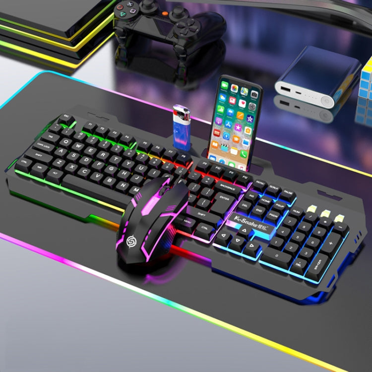 K-Snake Mechanical Feel Keyboard Mouse Kit USB Wired 104 Keycaps Computer Keyboard, Style: Keyboard+Mouse (Black) - HoMEdemic™ 