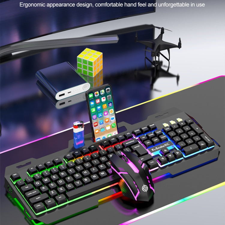 K-Snake Mechanical Feel Keyboard Mouse Kit USB Wired 104 Keycaps Computer Keyboard, Style: Keyboard+Mouse (Black) - HoMEdemic™ 