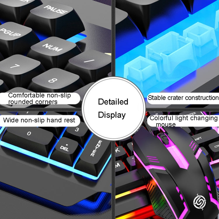K-Snake Mechanical Feel Keyboard Mouse Kit USB Wired 104 Keycaps Computer Keyboard, Style: Keyboard+Mouse (Black) - HoMEdemic™ 