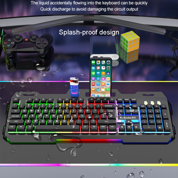 K-Snake Mechanical Feel Keyboard Mouse Kit USB Wired 104 Keycaps Computer Keyboard, Style: Single Keyboard (Black) - HoMEdemic™ 
