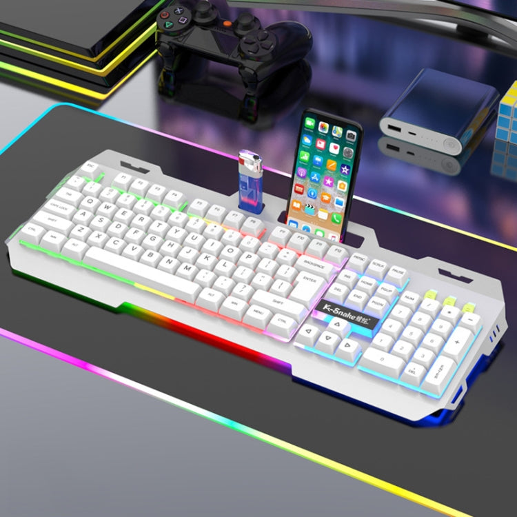 K-Snake Mechanical Feel Keyboard Mouse Kit USB Wired 104 Keycaps Computer Keyboard, Style: Single Keyboard (White) - HoMEdemic™ 