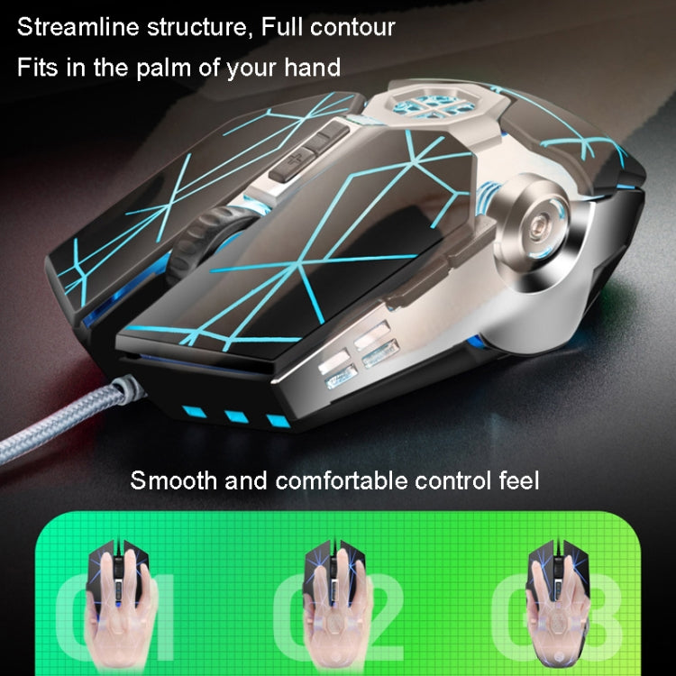 K-Snake Q7 Game Wired 7 Color Illuminated USB 4000 DPI Mechanical Mouse(Scrub Black) - HoMEdemic™ 