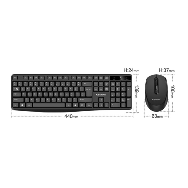 K-Snake WK800 Wireless 2.4G Keyboard Mouse Set Tabletop Computer Notebook Business Office House Use, Color: Black - HoMEdemic™ 