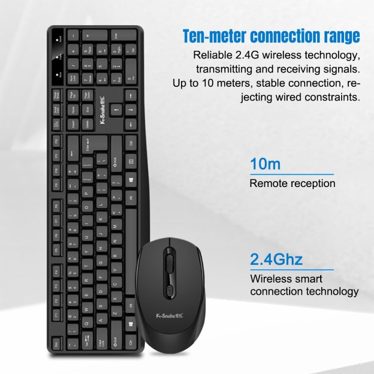 K-Snake WK800 Wireless 2.4G Keyboard Mouse Set Tabletop Computer Notebook Business Office House Use, Color: White - HoMEdemic™ 