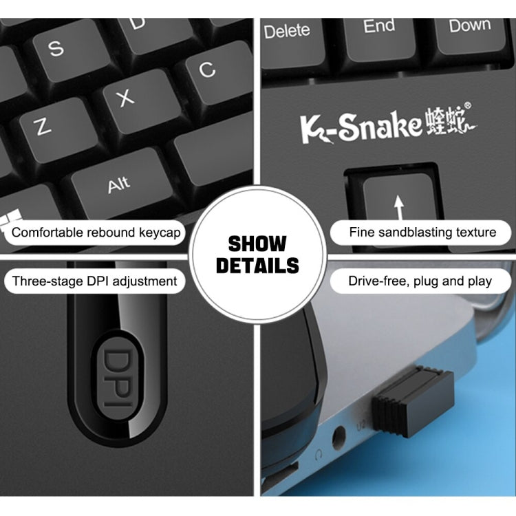 K-Snake WK800 Wireless 2.4G Keyboard Mouse Set Tabletop Computer Notebook Business Office House Use, Color: White - HoMEdemic™ 