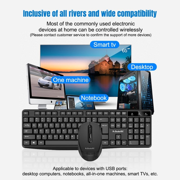 K-Snake WK800 Wireless 2.4G Keyboard Mouse Set Tabletop Computer Notebook Business Office House Use, Color: White - HoMEdemic™ 