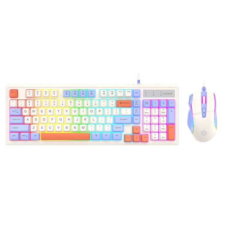 K-Snake Wired E-Sports Keyboard Mouse Mechanical Feel 98 Key Desktop Computer Notebook Keyboard, Style: Keyboard+Mouse (Blue) - HoMEdemic™ 