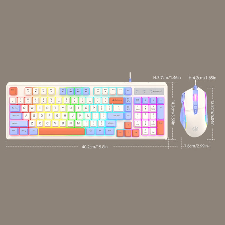 K-Snake Wired E-Sports Keyboard Mouse Mechanical Feel 98 Key Desktop Computer Notebook Keyboard, Style: Keyboard+Mouse (Blue) - HoMEdemic™ 