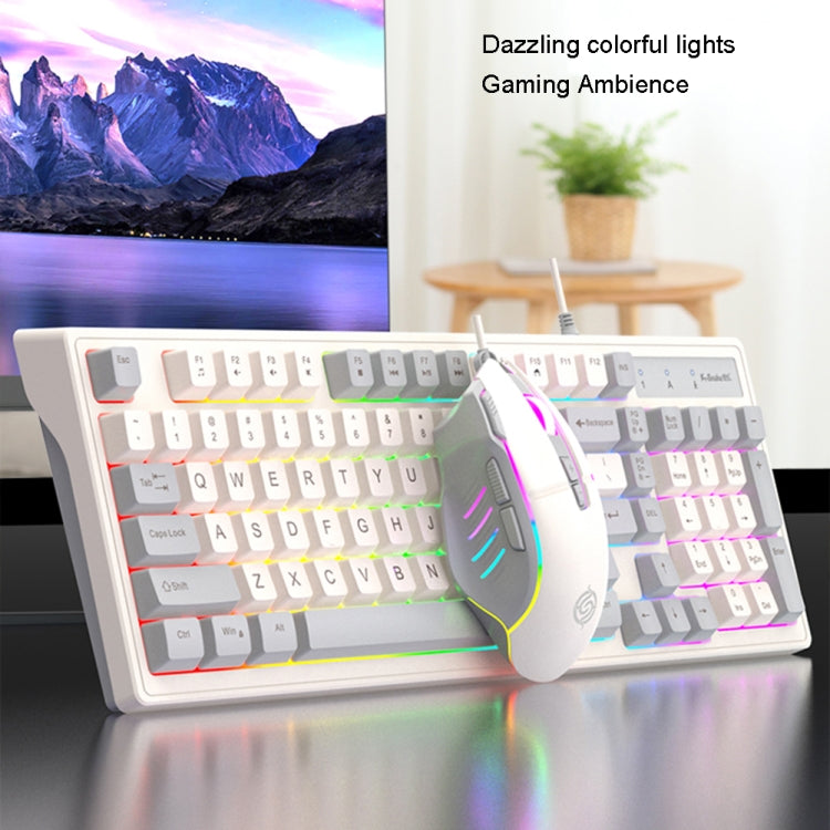 K-Snake Wired E-Sports Keyboard Mouse Mechanical Feel 98 Key Desktop Computer Notebook Keyboard, Style: Keyboard+Mouse (Blue) - HoMEdemic™ 