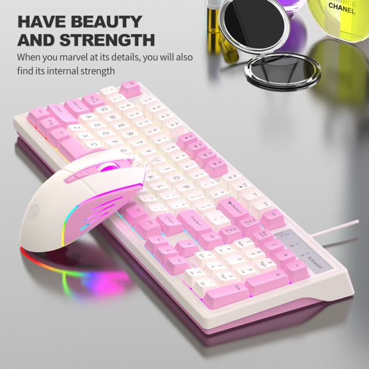 K-Snake Wired E-Sports Keyboard Mouse Mechanical Feel 98 Key Desktop Computer Notebook Keyboard, Style: Keyboard+Mouse (Blue) - HoMEdemic™ 