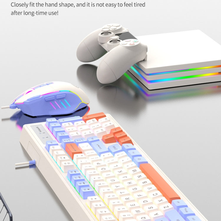 K-Snake Wired E-Sports Keyboard Mouse Mechanical Feel 98 Key Desktop Computer Notebook Keyboard, Style: Keyboard+Mouse (Blue) - HoMEdemic™ 