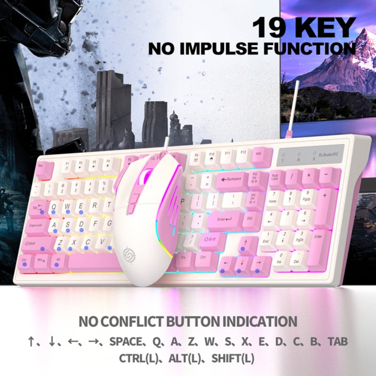 K-Snake Wired E-Sports Keyboard Mouse Mechanical Feel 98 Key Desktop Computer Notebook Keyboard, Style: Keyboard+Mouse (Blue) - HoMEdemic™ 