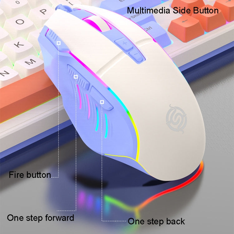 K-Snake Wired E-Sports Keyboard Mouse Mechanical Feel 98 Key Desktop Computer Notebook Keyboard, Style: Keyboard+Mouse (Blue) - HoMEdemic™ 