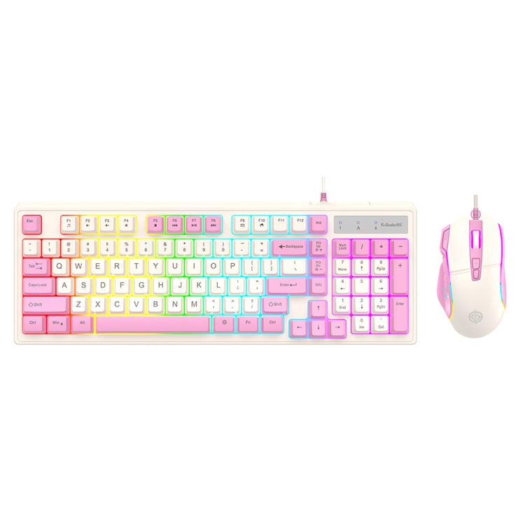 K-Snake Wired E-Sports Keyboard Mouse Mechanical Feel 98 Key Desktop Computer Notebook Keyboard, Style: Keyboard+Mouse (Pink) - HoMEdemic™ 
