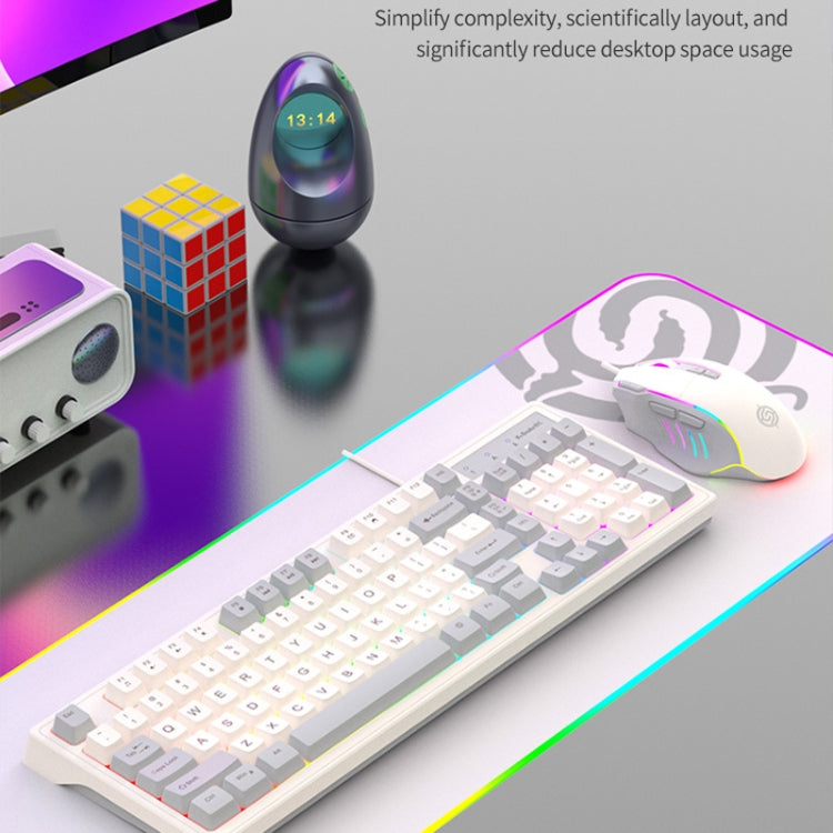 K-Snake Wired E-Sports Keyboard Mouse Mechanical Feel 98 Key Desktop Computer Notebook Keyboard, Style: Keyboard+Mouse (Pink) - HoMEdemic™ 