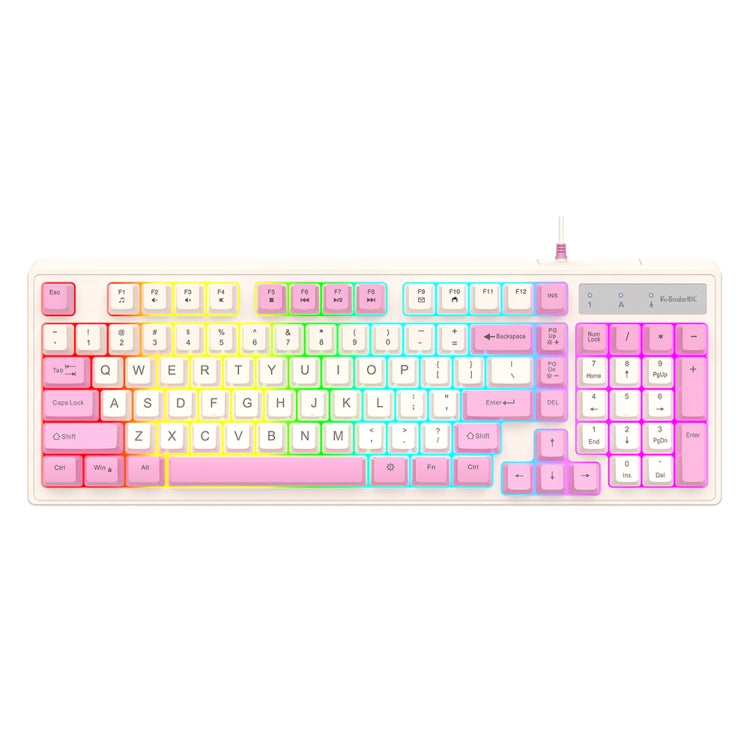 K-Snake Wired E-Sports Keyboard Mouse Mechanical Feel 98 Key Desktop Computer Notebook Keyboard, Style: Single Keyboard (Pink) - HoMEdemic™ 