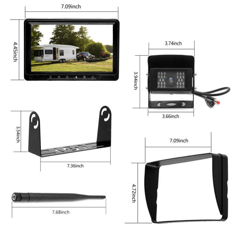 K0232 7 inch 140 Degrees Wide Angle HD Car Rear View Backup Dual Cameras Rearview Monitor Split Screen, K0232 - HoMEdemic™ 