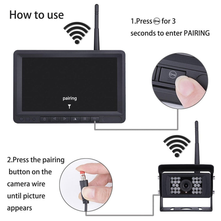 K0232 7 inch 140 Degrees Wide Angle HD Car Rear View Backup Dual Cameras Rearview Monitor Split Screen, K0232 - HoMEdemic™ 
