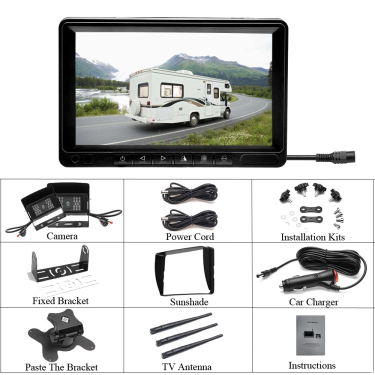 K0232 7 inch 140 Degrees Wide Angle HD Car Rear View Backup Dual Cameras Rearview Monitor Split Screen, K0232 - HoMEdemic™ 