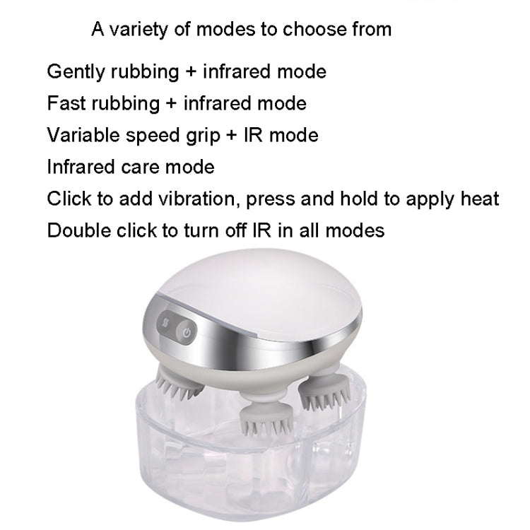 K111 Hot Compress Red Light Head Massager Electric Kneading Vibration Waterproof Head Instrument, Size: English Version(White) - HoMEdemic™ 