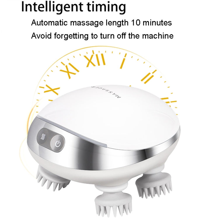 K111 Hot Compress Red Light Head Massager Electric Kneading Vibration Waterproof Head Instrument, Size: English Version(White) - HoMEdemic™ 