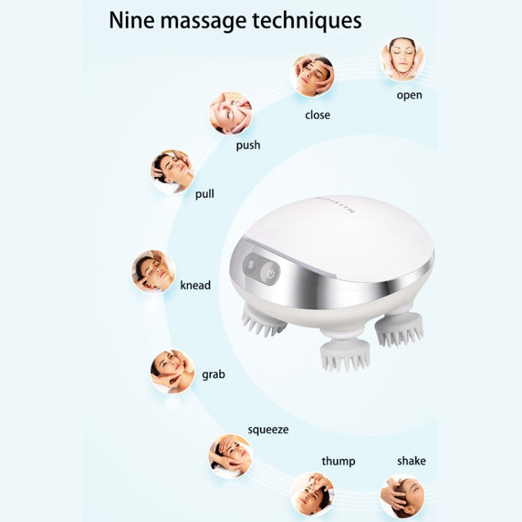 K111 Hot Compress Red Light Head Massager Electric Kneading Vibration Waterproof Head Instrument, Size: English Version(White) - HoMEdemic™ 