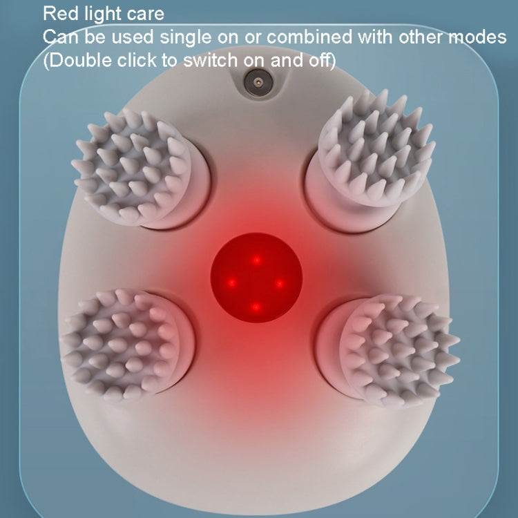 K111 Hot Compress Red Light Head Massager Electric Kneading Vibration Waterproof Head Instrument, Size: English Version(White) - HoMEdemic™ 