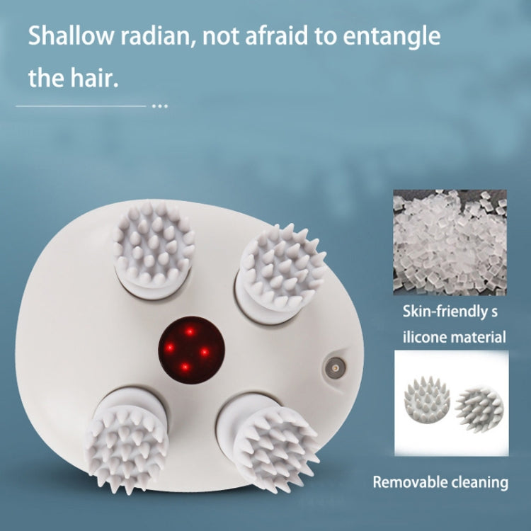 K111 Hot Compress Red Light Head Massager Electric Kneading Vibration Waterproof Head Instrument, Size: English Version(White) - HoMEdemic™ 